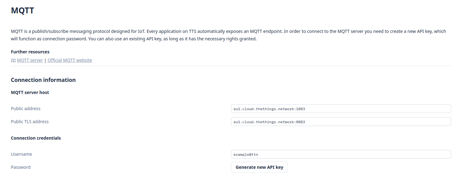 TheThingsNetwork – MQTT Credentials